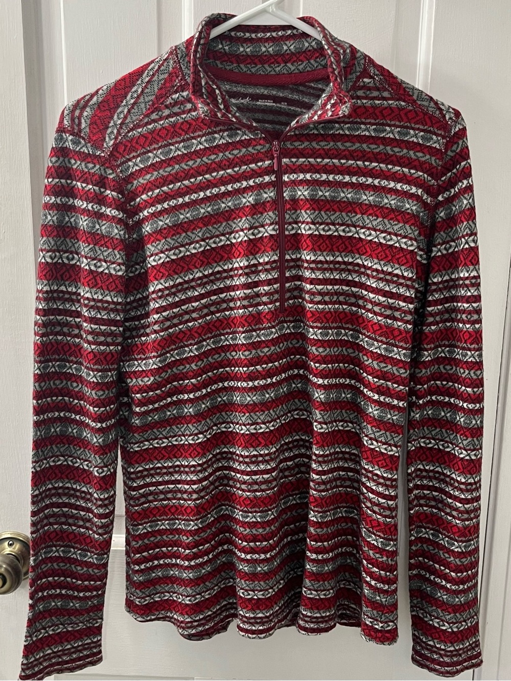 Woolrich Tribal Geometric Aztec Pattern Mock Neck 1/4 Zip Pullover Medium.